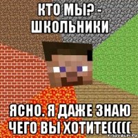 КТО МЫ? - Школьники Ясно. Я даже знаю чего вы хотите(((((