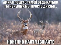 Амир,я поеду с тимой отдыхатьно ты не ревнуй,мы просто друзья... конечно настя,езжайте