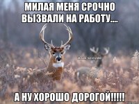 милая меня срочно вызвали на работу.... а ну хорошо дорогой!!!!!