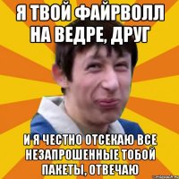 Я твой файрволл на ведре, друг И я честно отсекаю все незапрошенные тобой пакеты, отвечаю