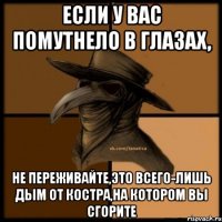 Если у вас помутнело в глазах, не переживайте,это всего-лишь дым от костра,на котором вы сгорите