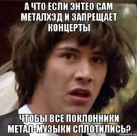 А что если энтео сам металхэд и запрещает концерты чтобы все поклонники метал-музыки сплотились?