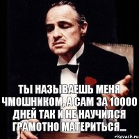 Ты называешь меня чмошником, а сам за 10000 дней так и не научился грамотно материться...