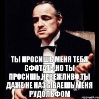 Ты просишь меня тебя сфотать,но ты просишь,невежливо,ты даже не называешь меня Рудольфом