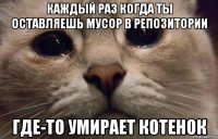 каждый раз когда ты оставляешь мусор в репозитории где-то умирает котенок