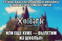 А сейчас я иду спать, пока вы не ввязались в такое, из-за чего мы все умрем… Или еще хуже — вылетим из школы!»