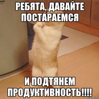 Ребята, давайте постараемся и подтянем продуктивность!!!!