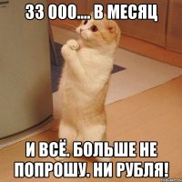 33 000.... в месяц И всё. Больше не попрошу. Ни рубля!