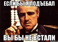 если бы я подъебал вы бы не встали