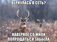 Вернулась в сеть? Наверное со мной попрощаться забыла