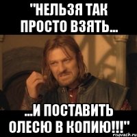 "НЕЛЬЗЯ ТАК ПРОСТО ВЗЯТЬ... ...И ПОСТАВИТЬ ОЛЕСЮ В КОПИЮ!!!"