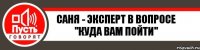 Саня - эксперт в вопросе "куда вам пойти"