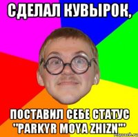Сделал кувырок, Поставил себе статус "Parkyr moya zhizn'"