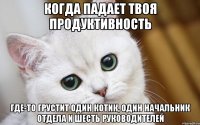 Когда падает твоя продуктивность Где-то грустит один котик, один начальник отдела и шесть руководителей