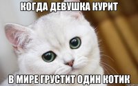 Когда девушка курит В мире грустит один котик