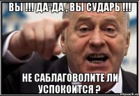 Вы !!! Да-да , вы сударь !!! Не саблаговолите ли успокоится ?