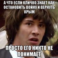 а что если кличко знает как остановить войну и вернуть крым просто его никто не понимает