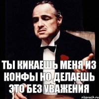 ты кикаешь меня из конфы но делаешь это без уважения