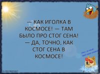 — Как иголка в космосе! — Там было про стог сена! — Да, точно, как стог сена в космосе!