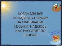 Когда мы все попадем в тюрьму за скачивание музыки, надеюсь, нас рассадят по жанрам.