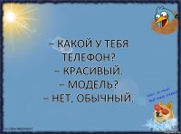 – какой у тебя телефон?
– красивый.
– модель?
– нет, обычный.