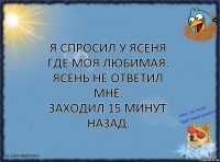 Я спросил у ясеня где моя любимая. Ясень не ответил мне.
Заходил 15 минут назад.