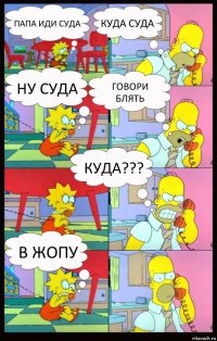 Папа иди суда Куда суда Ну суда Говори блять Куда??? В жопу