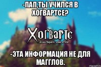 -Пап,ты учился в Хогвартсе? -Эта информация не для магглов.