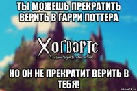 ты можешь прекратить верить в гарри поттера но он не прекратит верить в тебя!