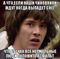 А что,если наши чиновники ждут когда выпадет снег что бы как все нормальные люди положить асфальт