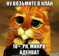 ну возьмите в клан 18+, рк, микро, адекват