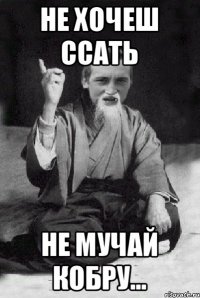 Не хочеш ссать не мучай кобру...