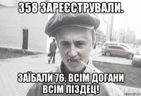 358 зареєстрували. заїбали 76. всім догани всім піздец!