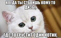 Когда ты ставишь кому то дизы, Где-то грустит один котик.