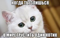 когда ты злишься в мире грустить один котик