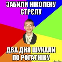 Забили Нікопену стрєлу Два дня шукали по рогатніку