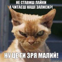 Не ставиш лайки
а читаєш наші записи?! ну це ти зря малий!