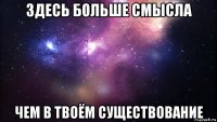 здесь больше смысла чем в твоём существование