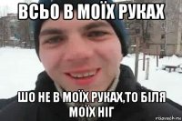 всьо в моїх руках шо не в моїх руках,то біля моїх ніг