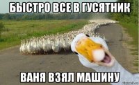 быстро все в гусятник ваня взял машину