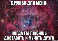 дружба для меня- когда ты любишь доставать и мучать друга