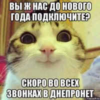 вы ж нас до нового года подключите? скоро во всех звонках в днепронет