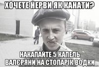 хочете нерви як канати? накапайте 5 капель валєряни на стопарік водки