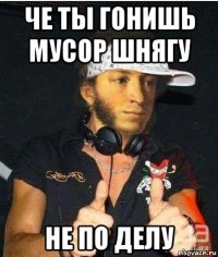 че ты гонишь мусор шнягу не по делу