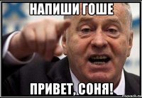 напиши гоше привет, соня!