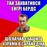 так захватився енгрі бердс шо начав єбашить курями в сарай едіка