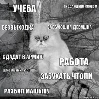 учеба работа заебуюшяя девушка разбил машыну сдадут в армию пизда одним словом забухать чтоли безвыходка ШЛОБАЛЬНЫЙ ПИЗДЕЦё!!! 