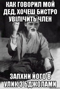 как говорил мой дед, хочеш бистро увілічить член запхни його в улик з бджолами