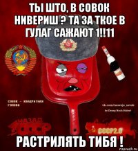 ты што, в совок нивериш ? та за ткое в гулаг сажают 1!!11 растрилять тибя !