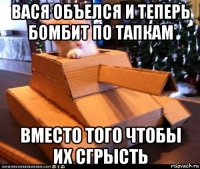 вася объелся и теперь бомбит по тапкам вместо того чтобы их сгрысть